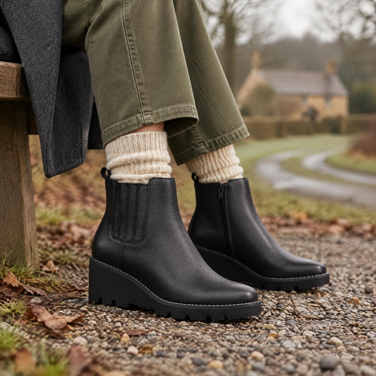 Vionic Aria 2.0 Short Boot with Arch Support in Black Leather