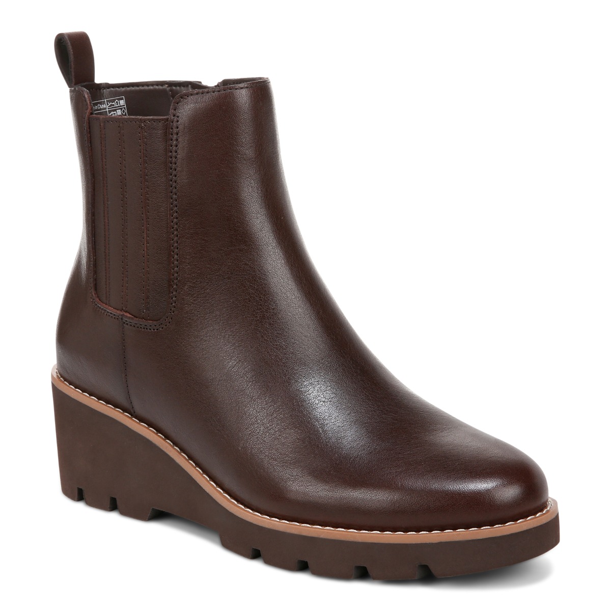 Vionic Women's Dark Brown Aria Wedge Ankle Boot With Arch Support In