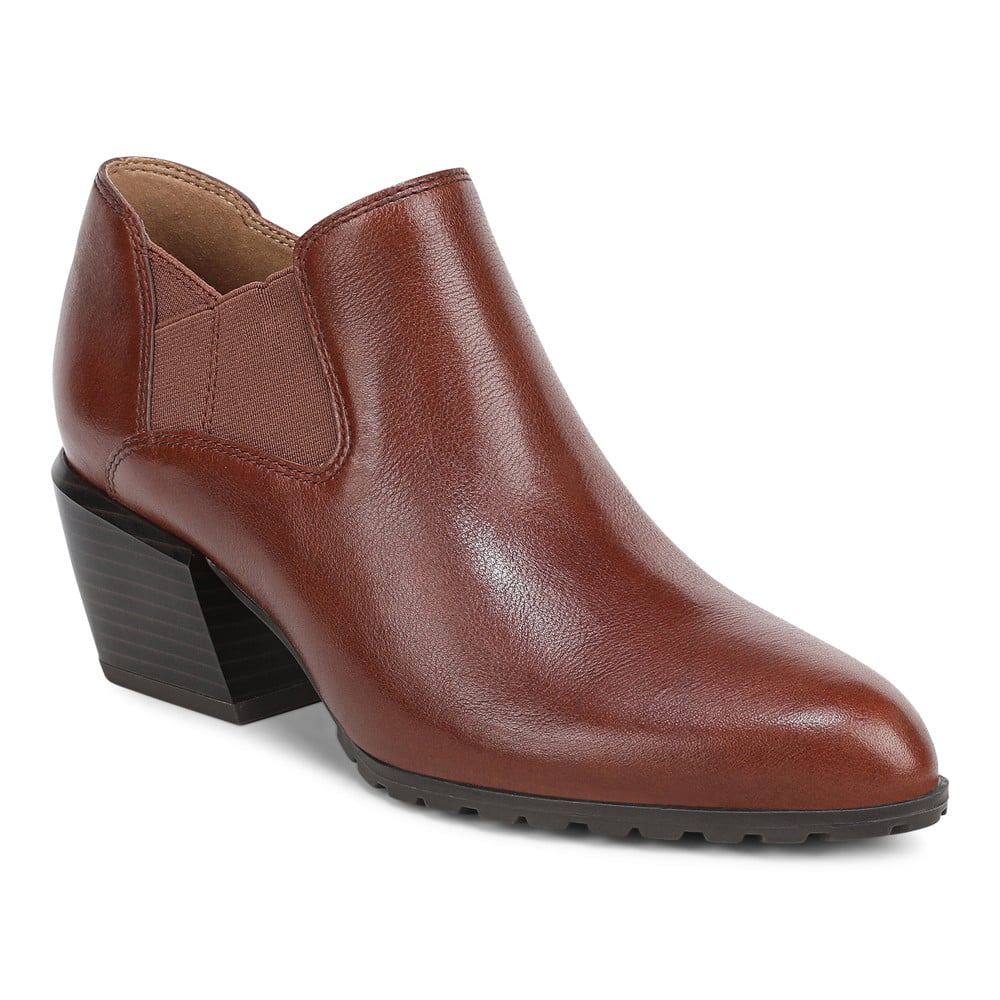 Vionic Women's Baked Clay Leather Bethany Ankle Boot With Arch Support In