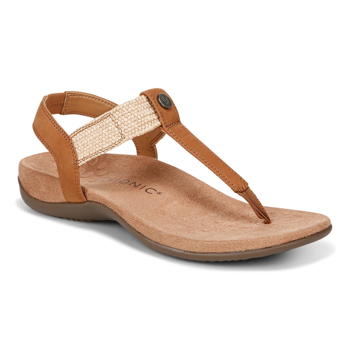 Vionic Women's Camel Brea Toe Post Slingback Sandal With Arch Support In