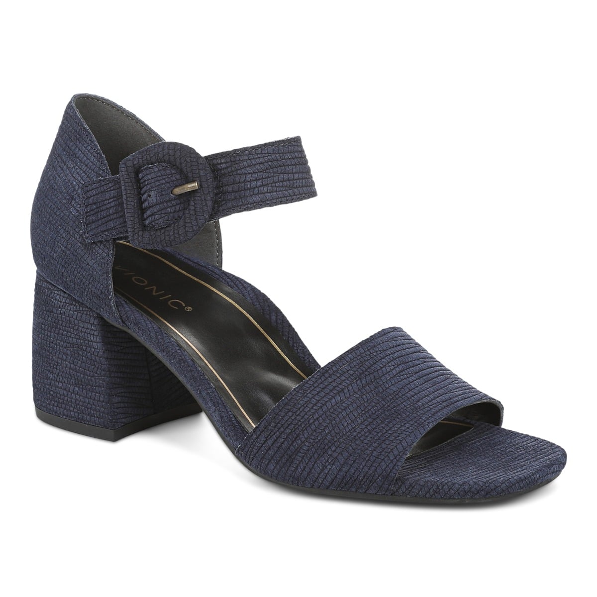 Vionic Women's Navy Blazer Chardonnay Heeled Sandal With Arch Support In