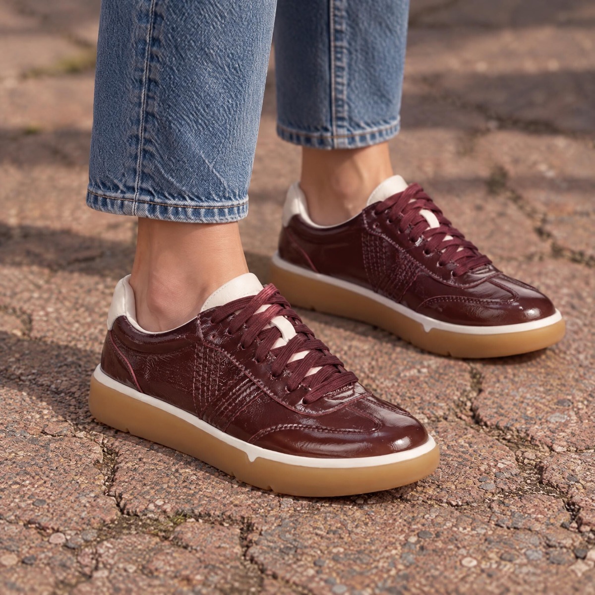Vionic City Walk Trainer with Arch Support in Redwood Wine Leather