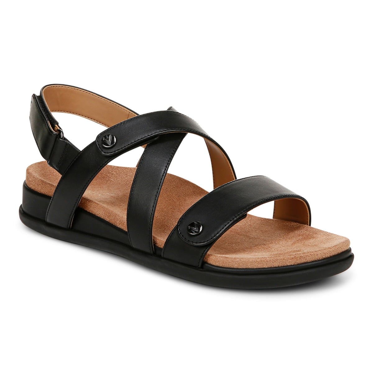 Vionic Women's Black Cypress Strappy Sandal With Arch Support In