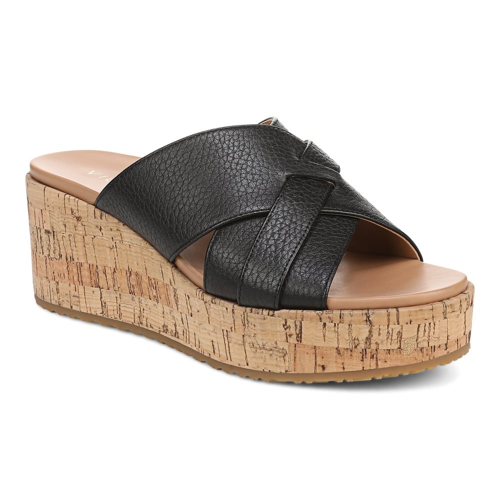 Vionic Dawn Wedge Slide Sandal In Black