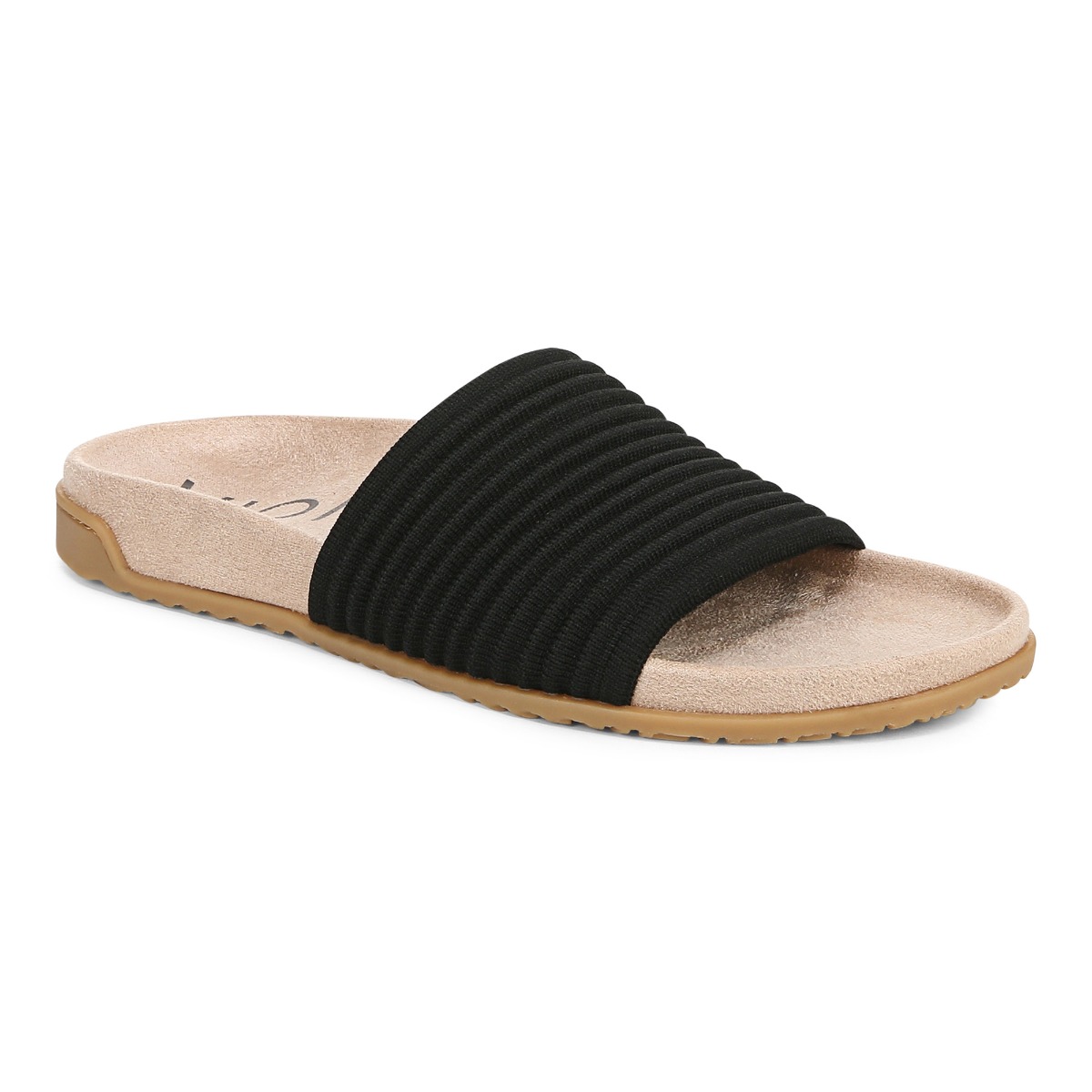 Vionic Women's Black Evie Knit Slide Sandal With Arch Support In