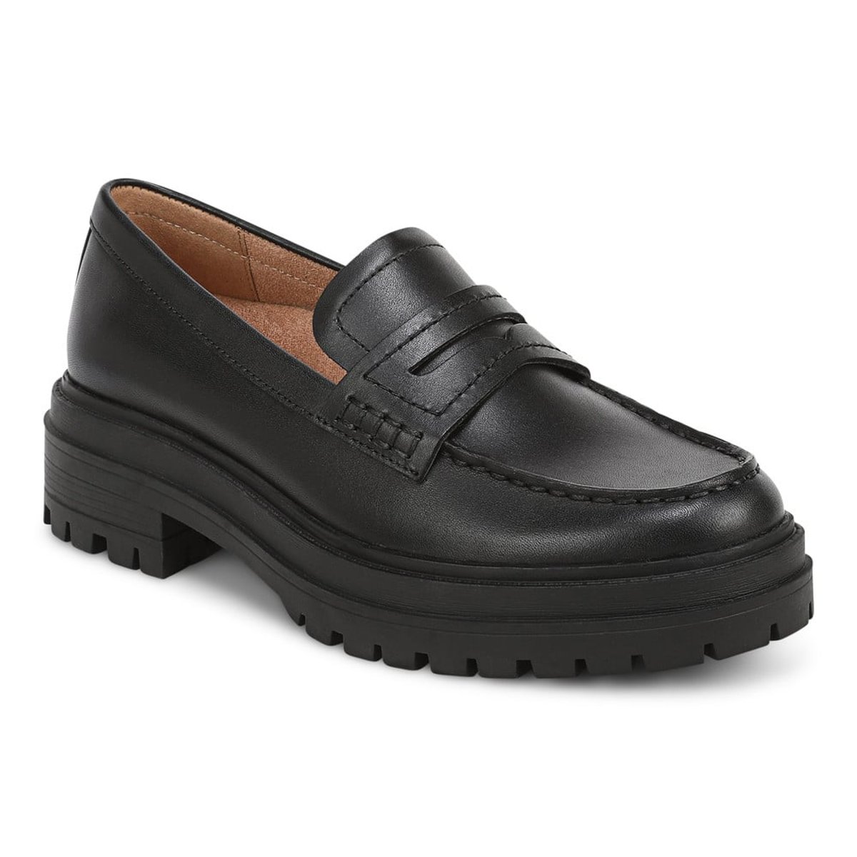 Vionic Vionic Georgia Loafer with Arch Support in Black Tumbled Leather