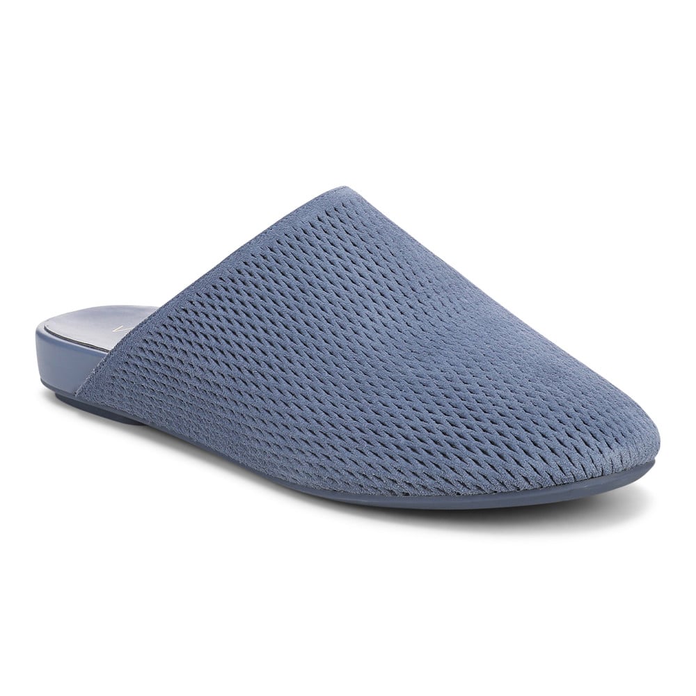 Vionic Women's Pacific Blue Suede Opal Perf Mule With Arch Support In
