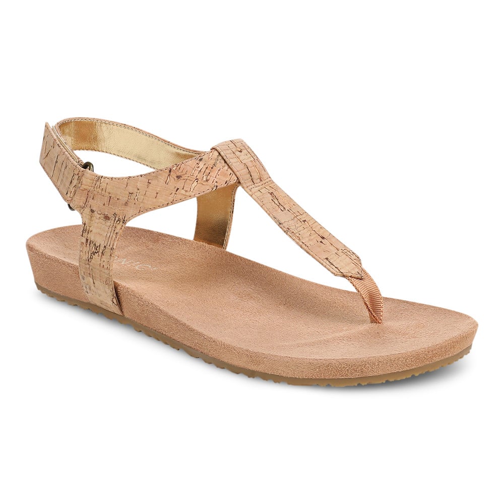 Vionic Women's Gold Cork Palisades Toe Post Sandal With Arch Support In