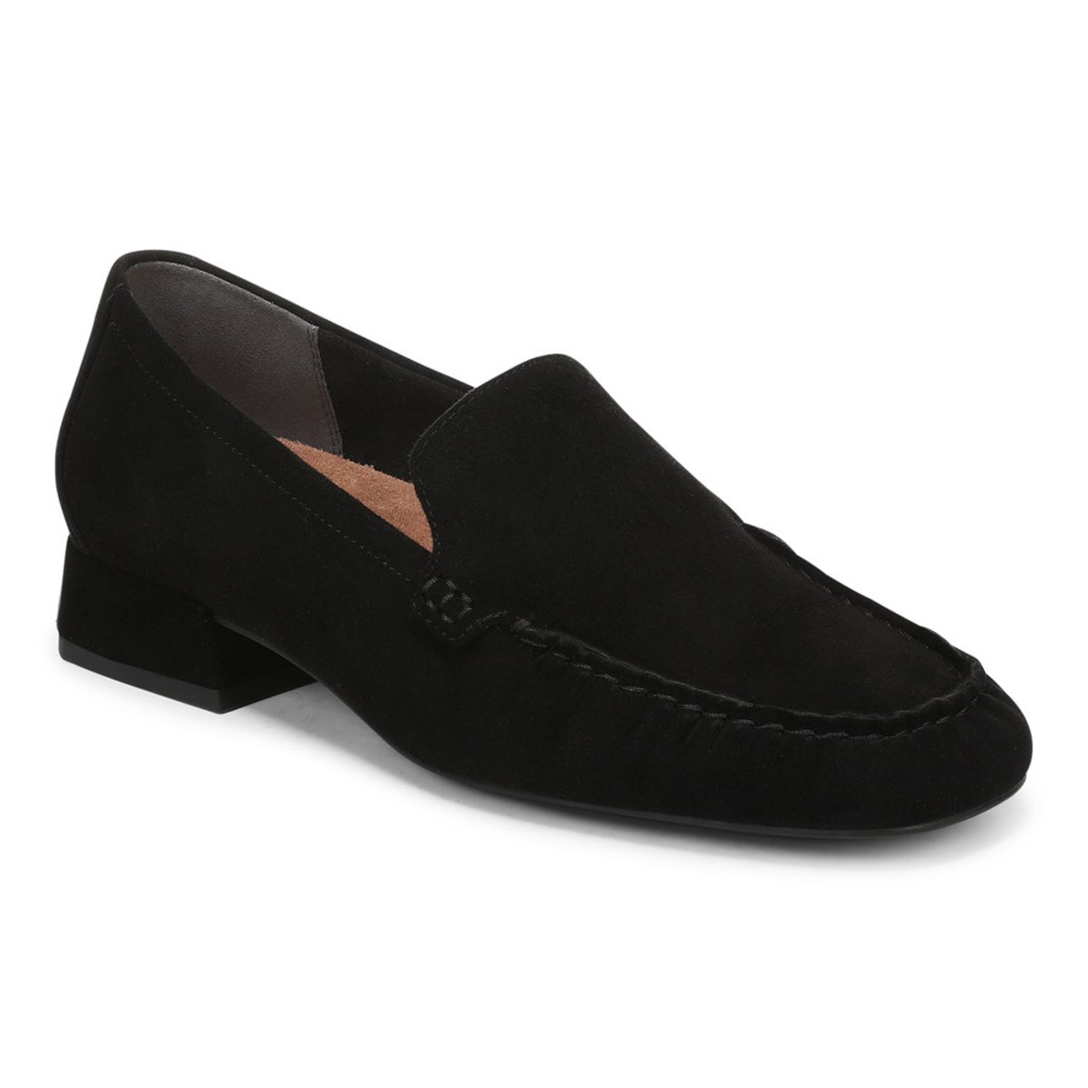 Vionic Vionic Pilar Block Heel Loafer with Arch Support in Black Suede