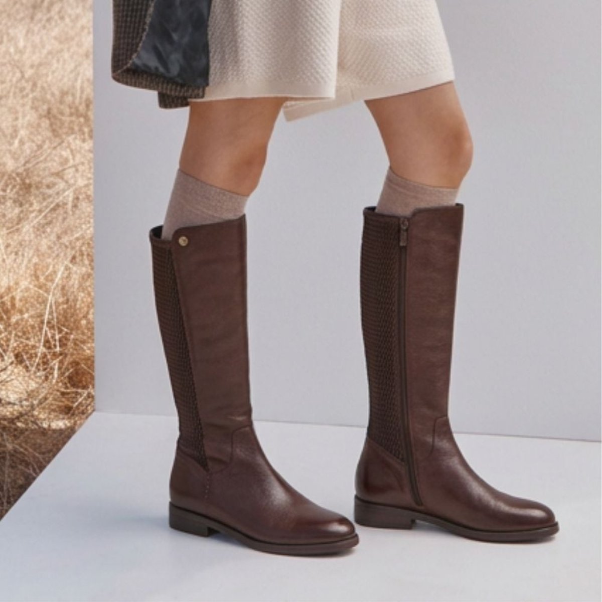 Vionic Vionic Reagan Tall Boot with Arch Support in Chocolate Ganache Brown Leather
