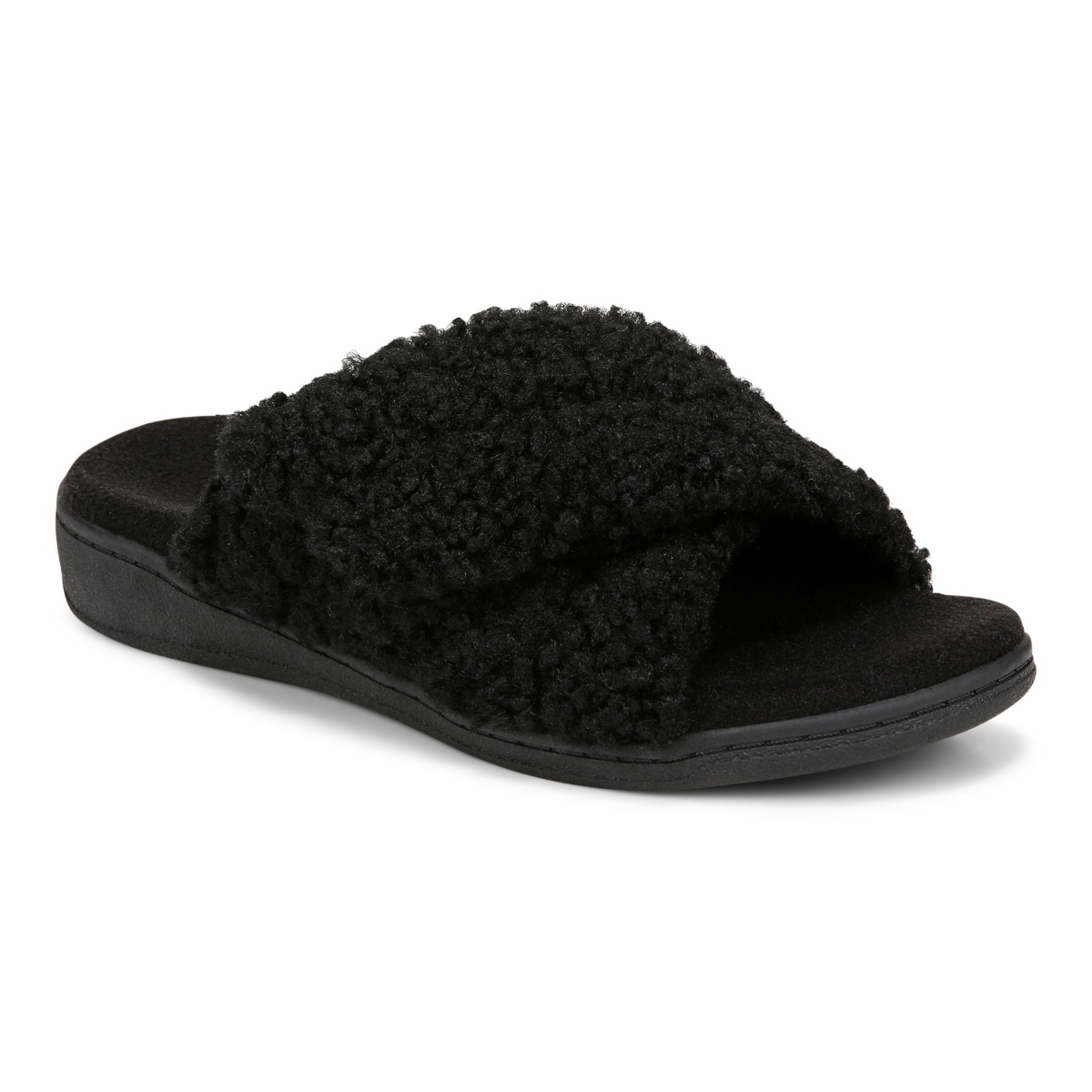 Vionic Vionic Relax II Slipper with Arch Support in Black Shearling