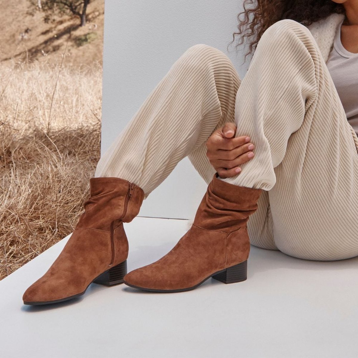 Vionic Remi Short Boot with Arch Support in Hazelnut Suede