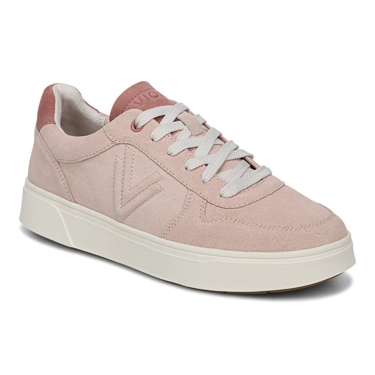 Vionic Vionic Robin Lace Up Trainer with Arch Support in Cameo Rose Suede