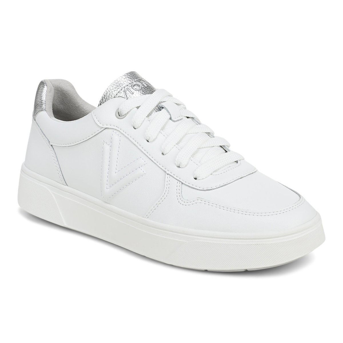 Vionic Vionic Robin Lace Up Trainer with Arch Support in White Leather