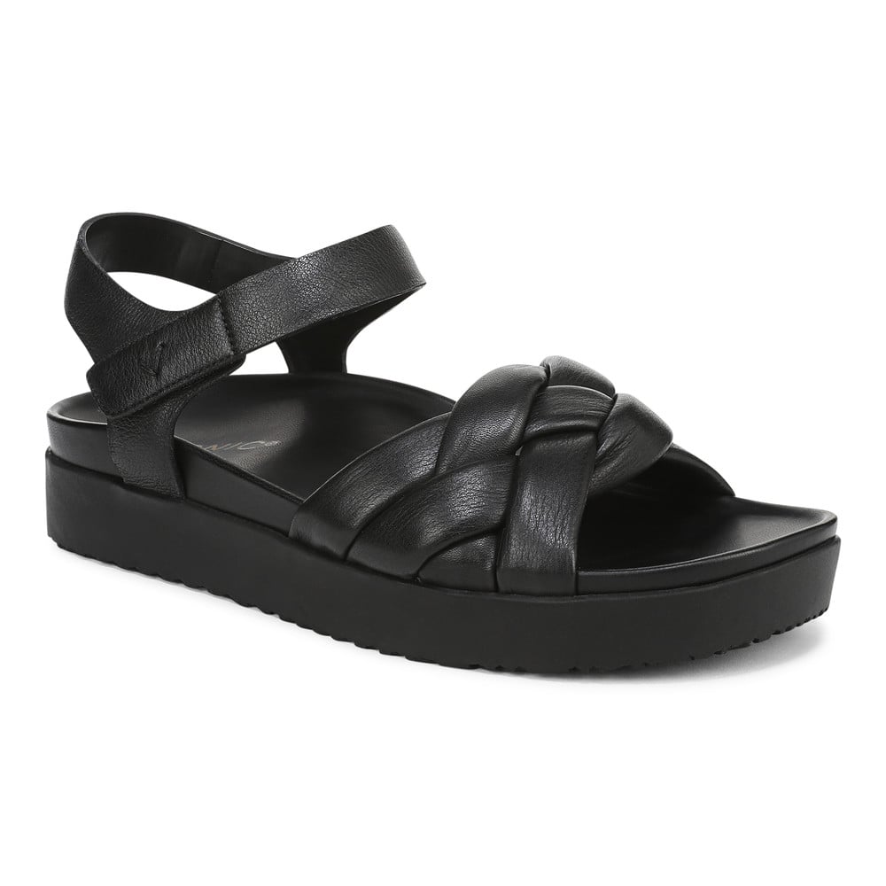 Vionic Women's Black Rosa Strappy Platform Sandal With Arch Support In