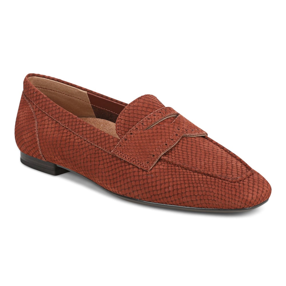 Vionic Women's Baked Clay Snake Embossed Nubuck Sadie Loafer With Arch Support In