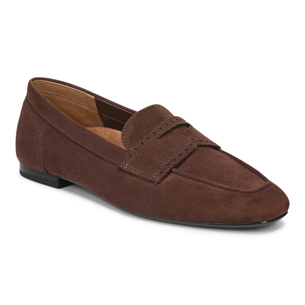 Vionic Women's Swiss Chocolate Suede Sadie Loafer With Arch Support In