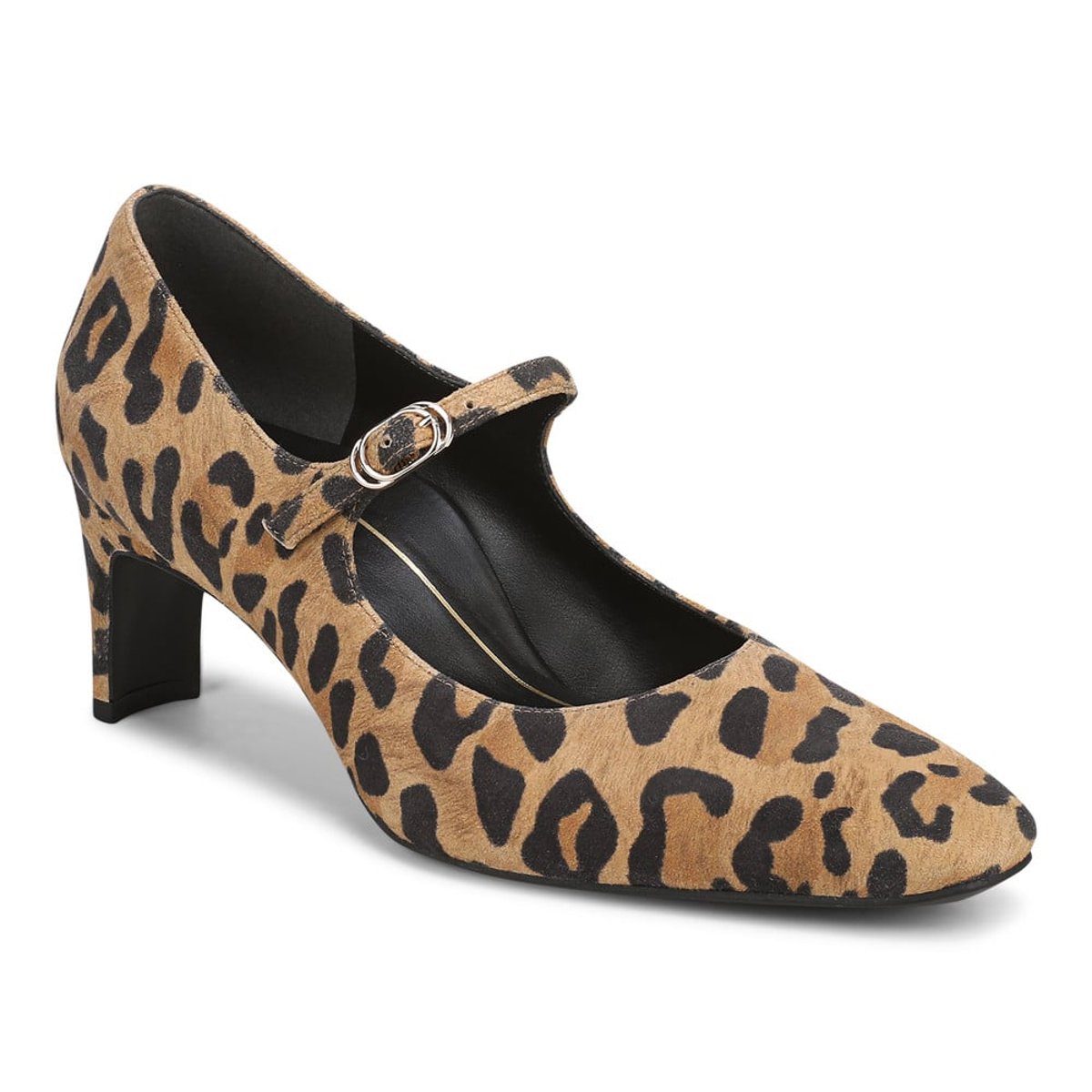 Vionic Vionic Samira Mary Jane Dress Heel with Arch Support in Tan Leopard Print Suede