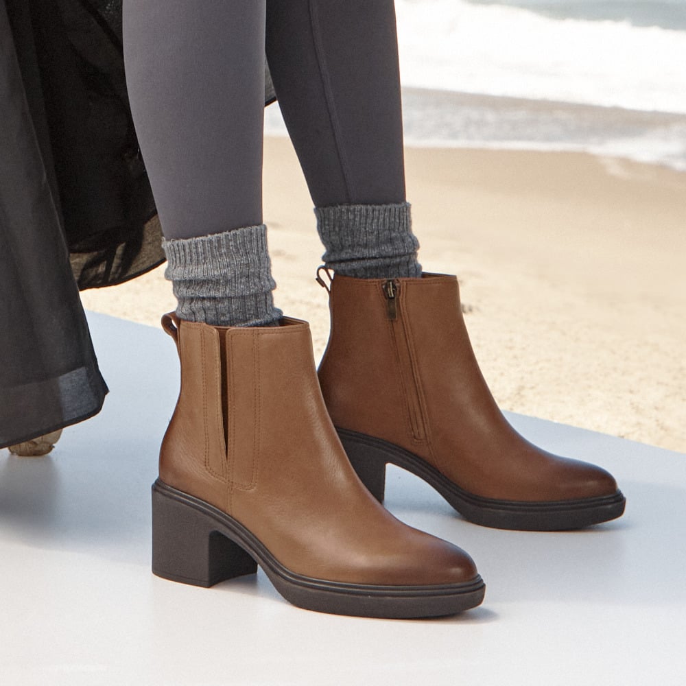 Vionic Women's Hazelnut Savannah Heeled Ankle Boot With Arch Support In