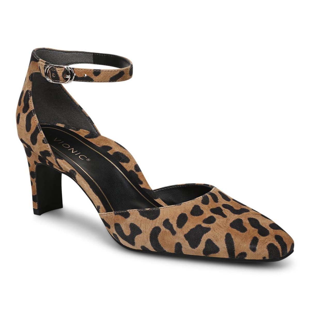 Vionic Vionic Scarlett Dress Heel with Arch Support in Tan Leopard Print Suede