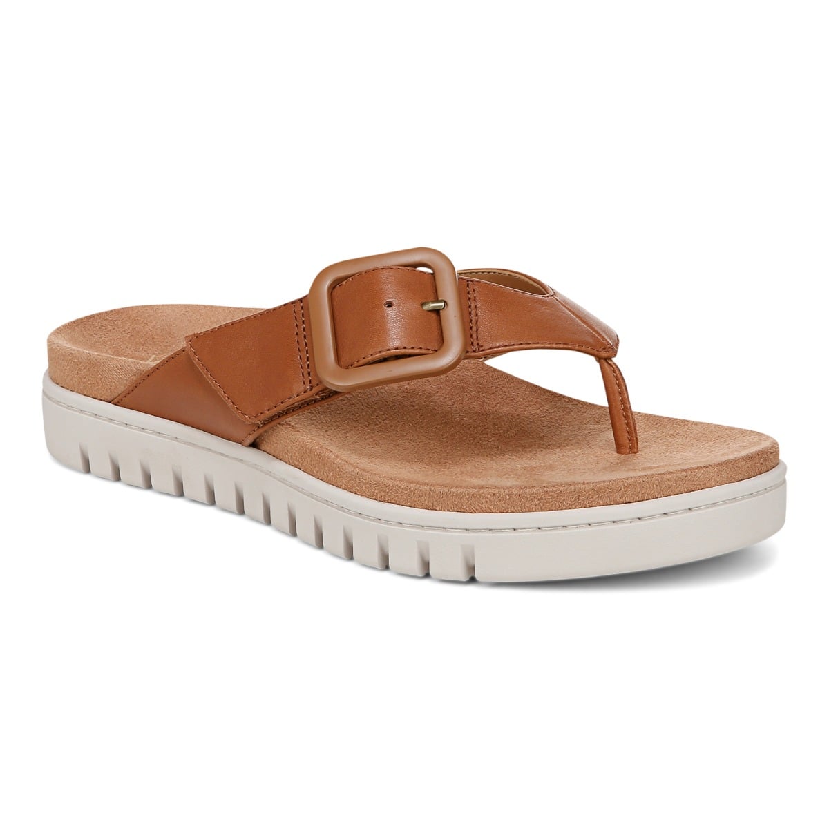 Vionic Women's Tan Uptown Marin Toe Post Sandal With Arch Support In
