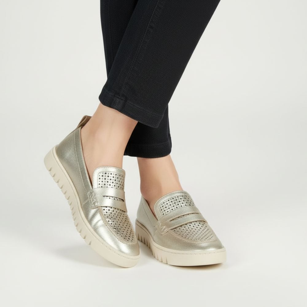 Vionic Uptown Perf Loafer In Gold