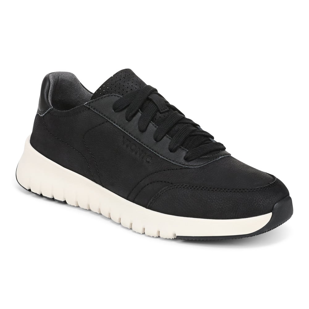 Vionic Women's Black Nubuck Uptown Sneaker With Arch Support In