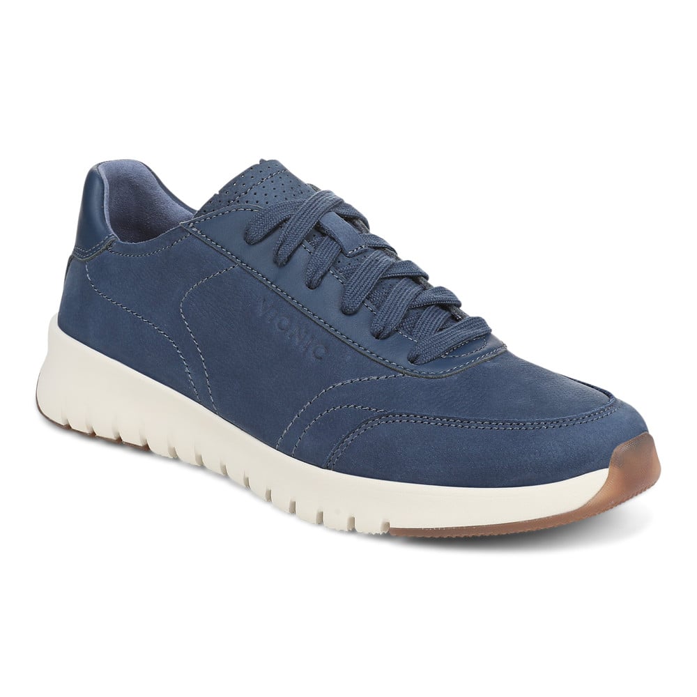 Vionic Women's Dark Denim Nubuck Uptown Sneaker With Arch Support In