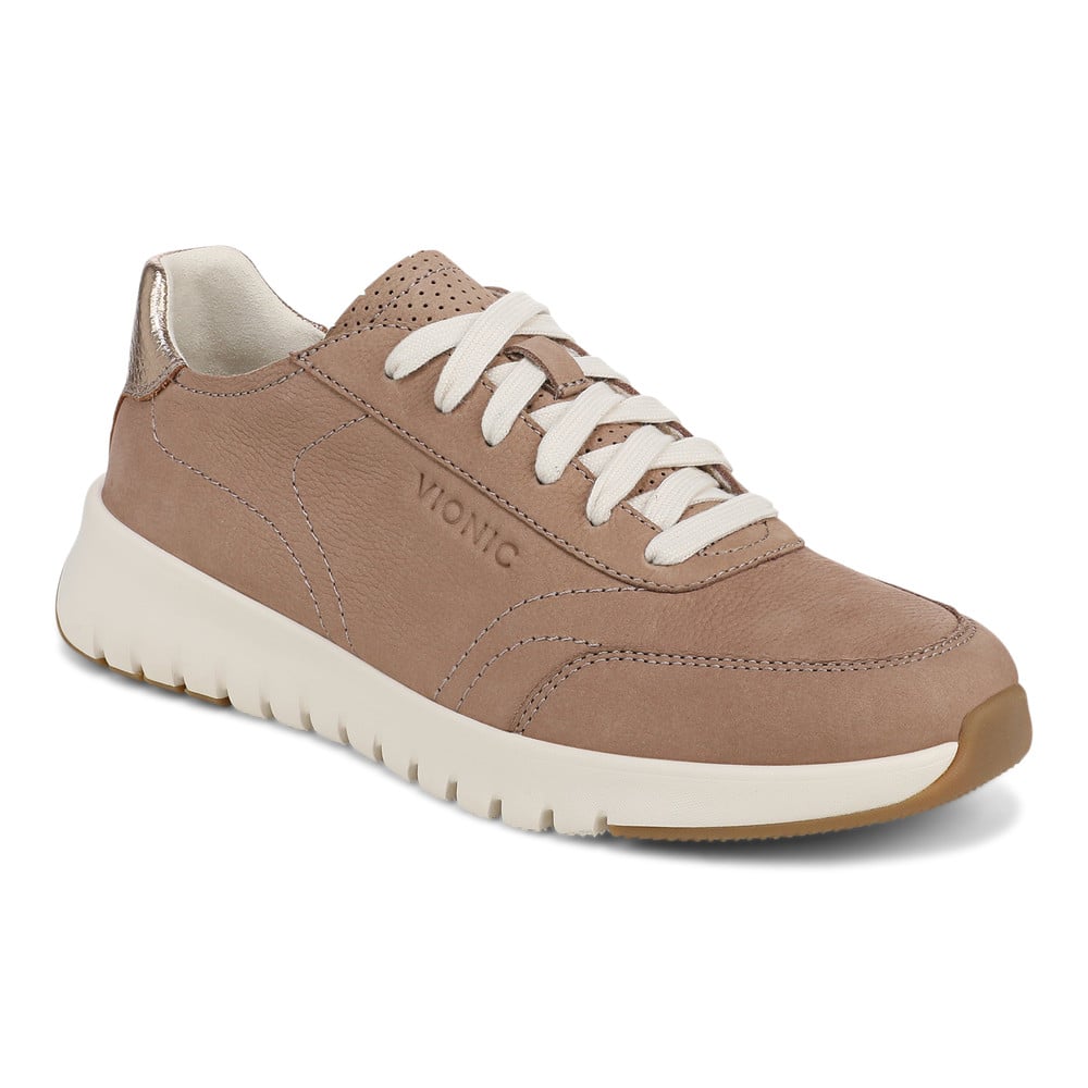 Vionic Women's Desert Sand Nubuck Uptown Sneaker With Arch Support In