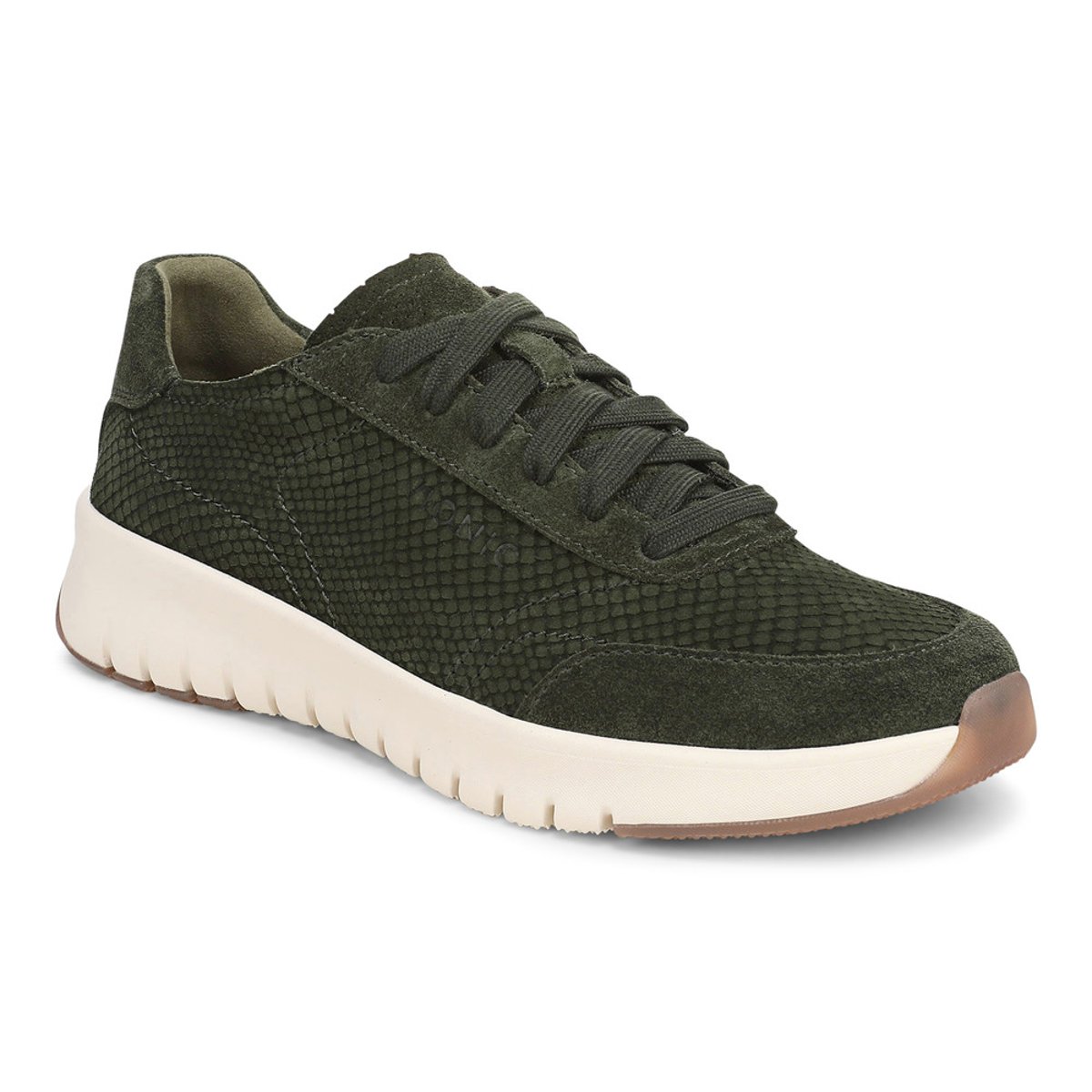 Vionic Vionic Uptown Sneaker with Arch Support in Olive Moss Snake Print Leather