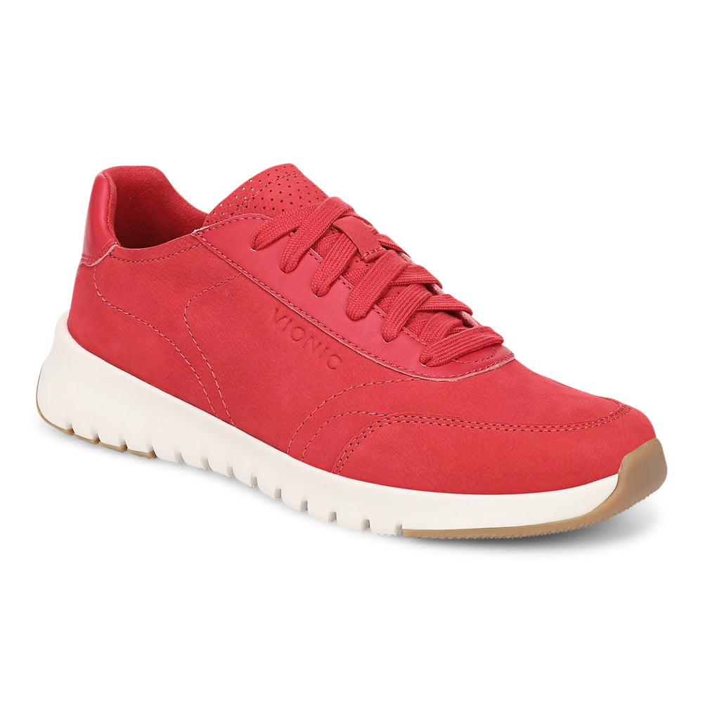 Vionic Women's Varsity Red Nubuck Uptown Sneaker With Arch Support In