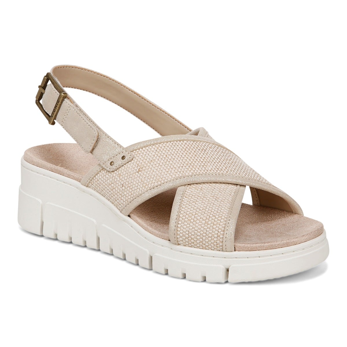 Vionic Women's Natural Uptown Sonoma Slingback Wedge Sandal With Arch Support In