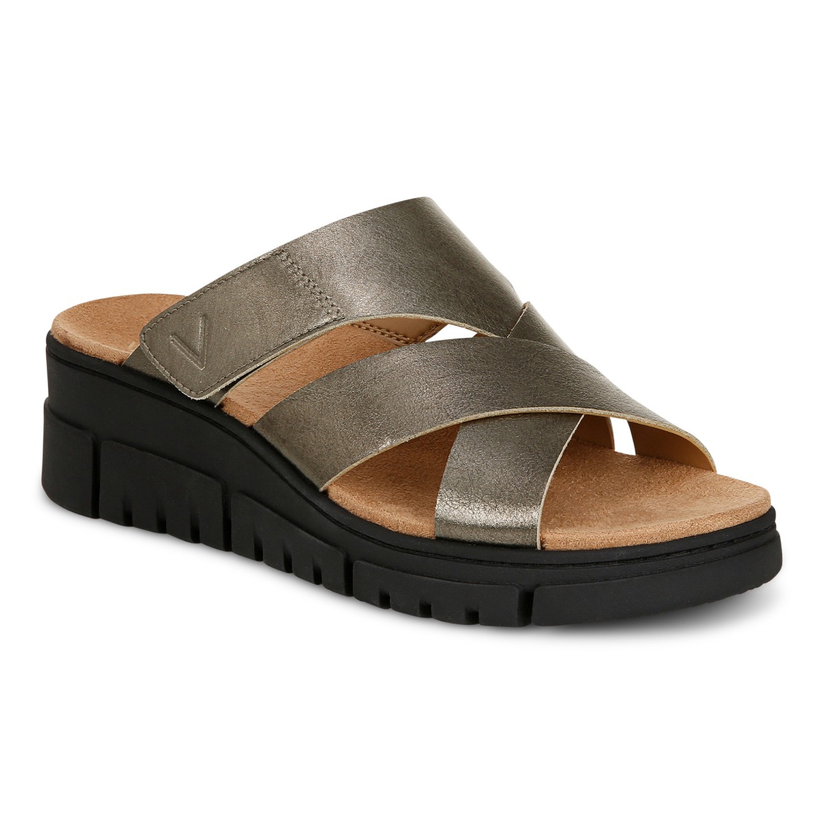 Vionic Vionic Uptown Sunset Wedge Sandal with Arch Support in Gunmetal