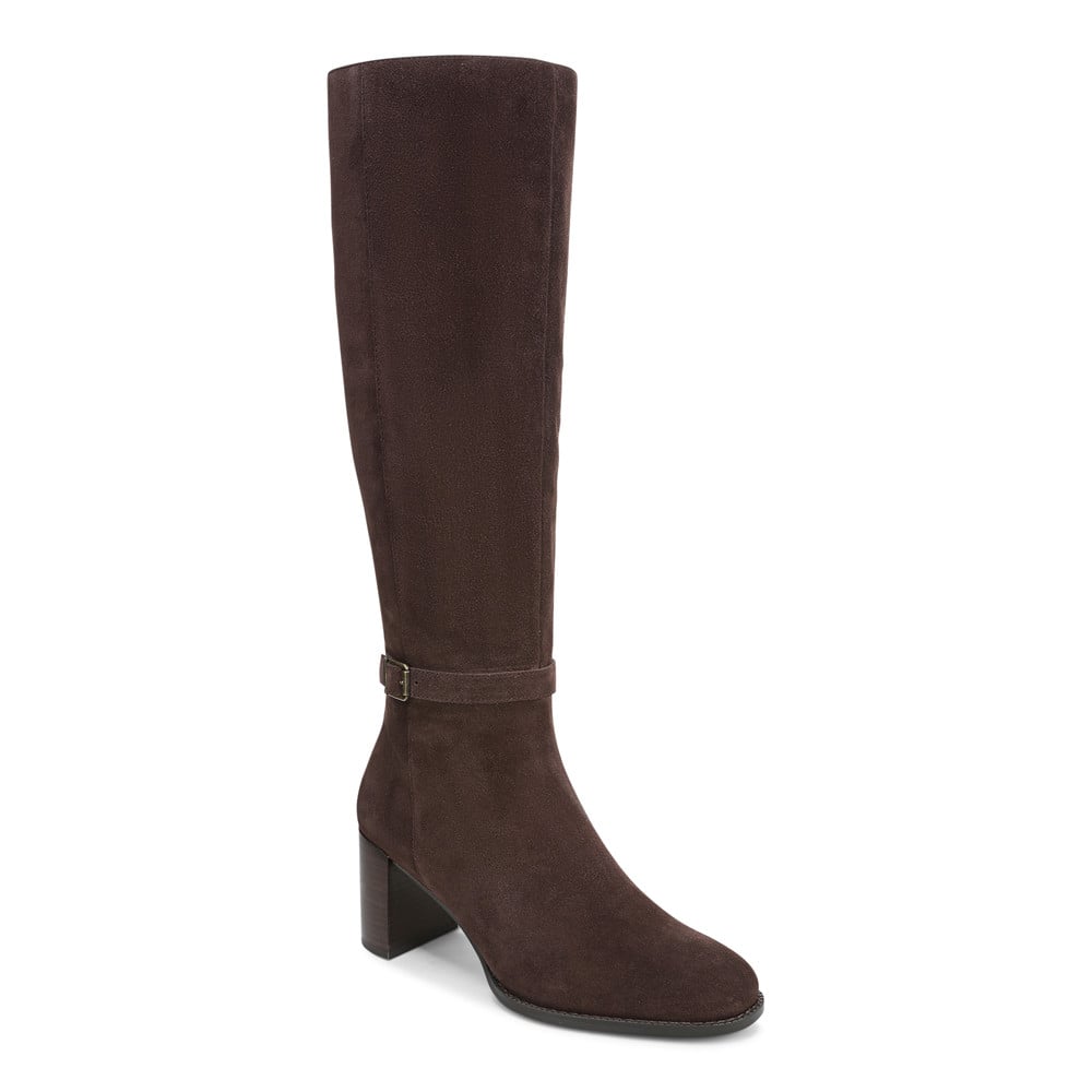 Vionic Women's Chocolate Ganache Valora Tall Heeled Boot With Arch Support In