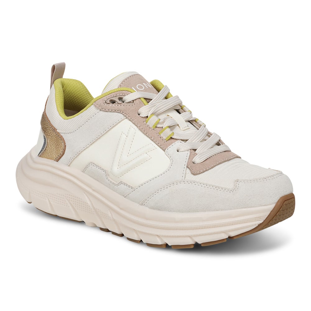 Vionic Women's Ivory Gold Walk Max Skyline Trainer With Arch Support In