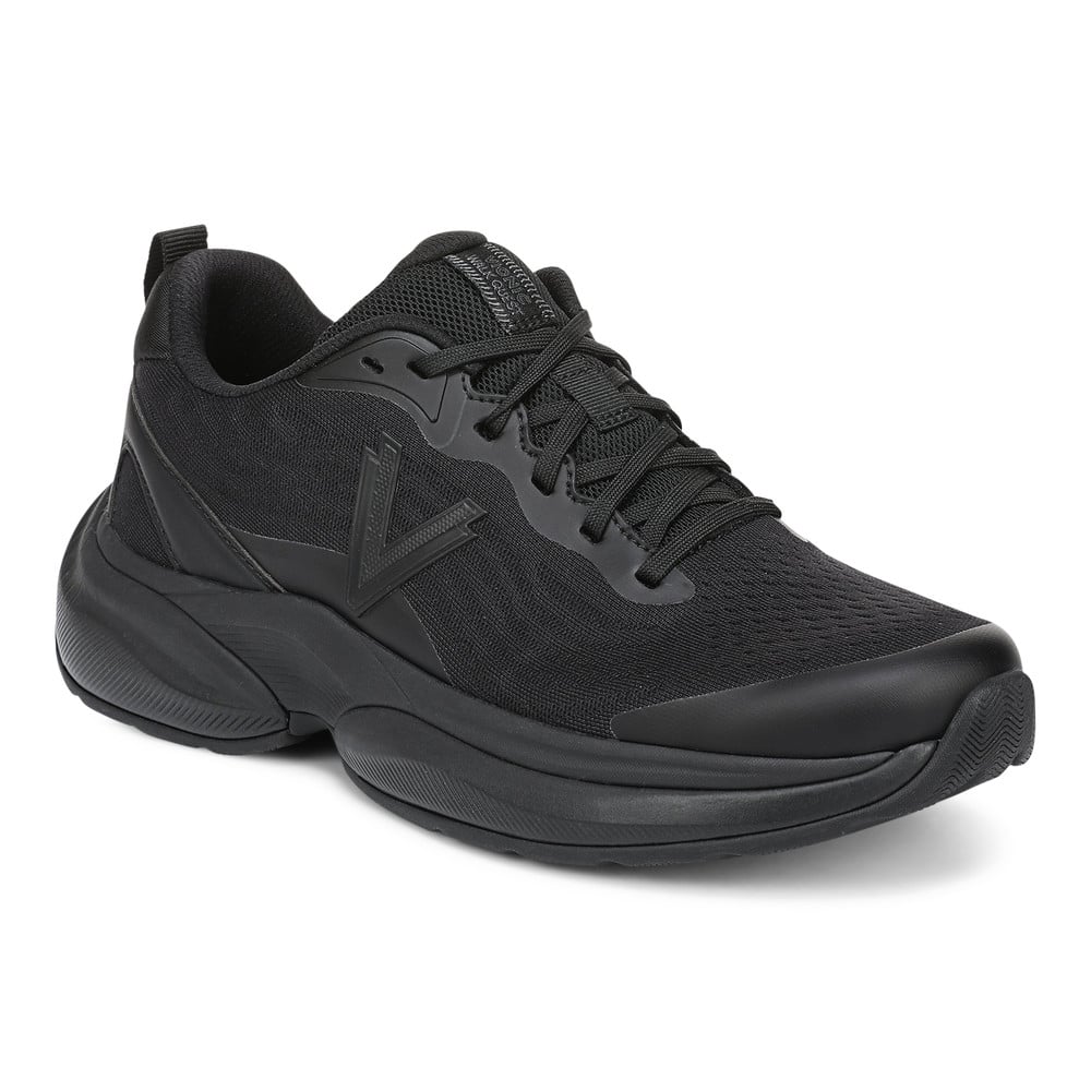 Vionic Women's Black Black Walk Quest Knit Trainer With Arch Support In