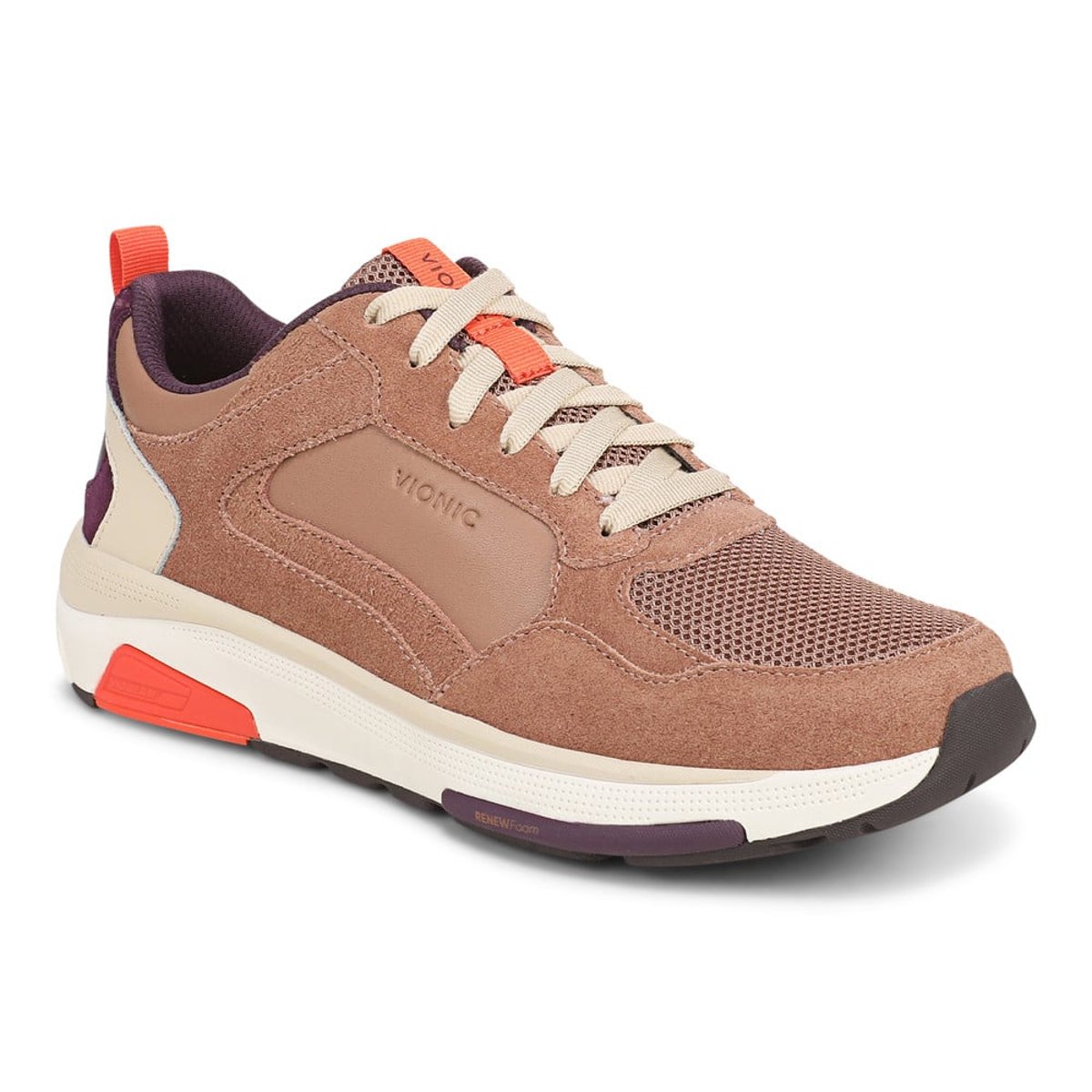 Vionic Vionic Walk Strider Weekender Sneaker with Arch Support in Mocha Mousse Mesh Brown Suede