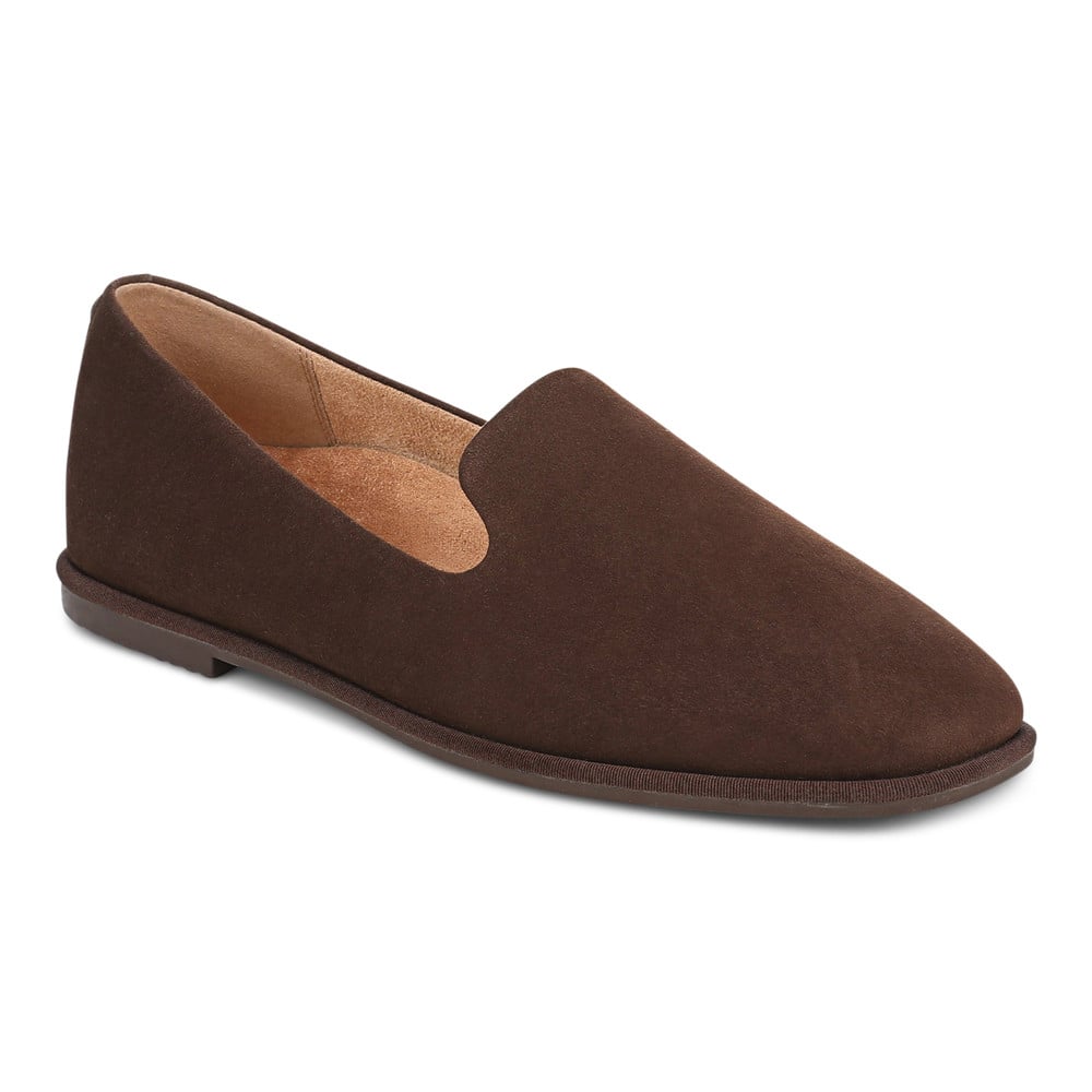 Vionic Women's Chocolate Suede Willa 2.0 Flat With Arch Support In
