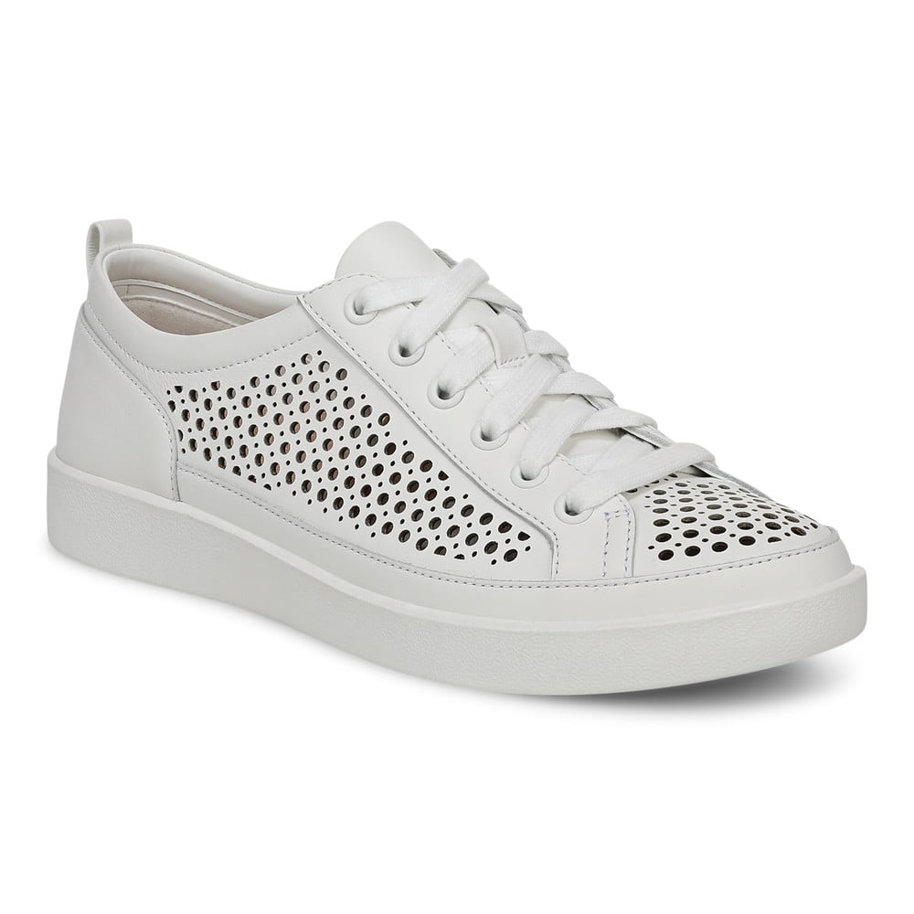 Vionic Women's White Leather Winny Perf Trainer With Arch Support In