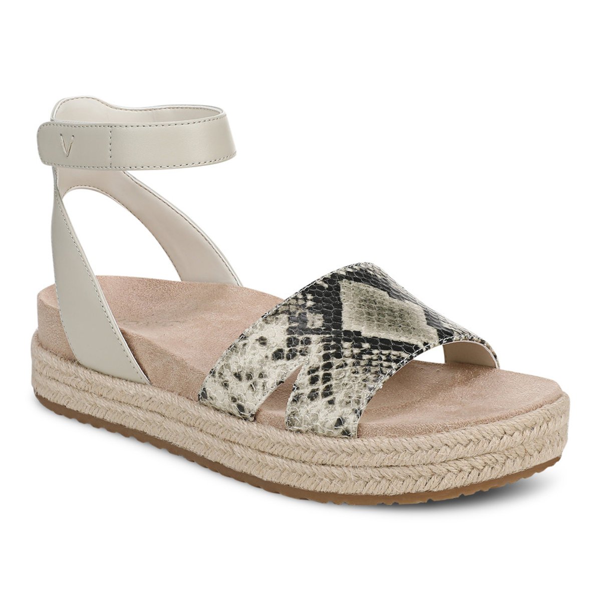Vionic Vionic Yucca Platform Sandal with Arch Support in Cream Snake Leather