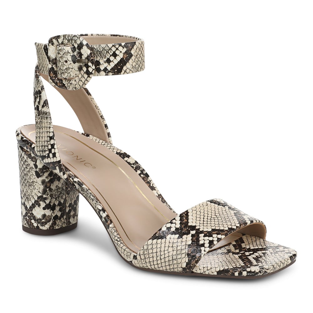 Vionic Women's Ivory Multi Zinfandel Block Heel Sandal With Arch Support In
