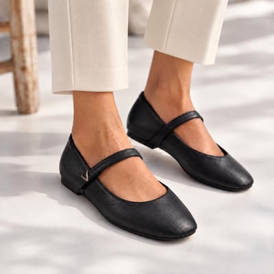 Vionic Alameda Mary Jane Flat with Arch Support in Black