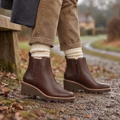 Vionic Aria 2.0 Short Boot with Arch Support in Dark Brown Leather