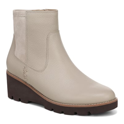 Vionic Ariana Wedge Ankle Boot with Arch Support in Oatmeal Leather