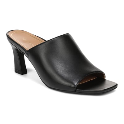 Vionic Charlie Heeled Dress Sandal with Arch Support in Black Leather