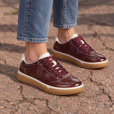Vionic City Walk Trainer with Arch Support in Redwood Wine Leather