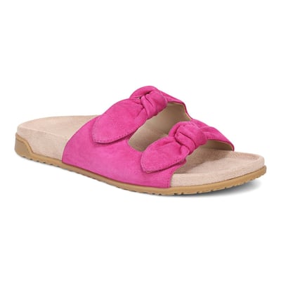Vionic Elara Slide Sandal with Arch Support in Rose Violet Suede