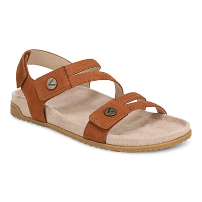 Vionic Essie Strappy Sandal with Arch Support in Brandy Nubuck