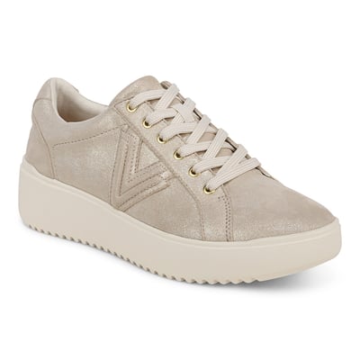 Vionic Kearny Platform Lace Up Trainer with Arch Support in Gold
