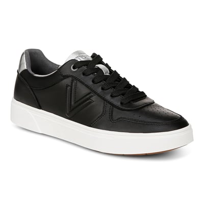 Vionic Kimmie Court Trainer with Arch Support in Black/Silver